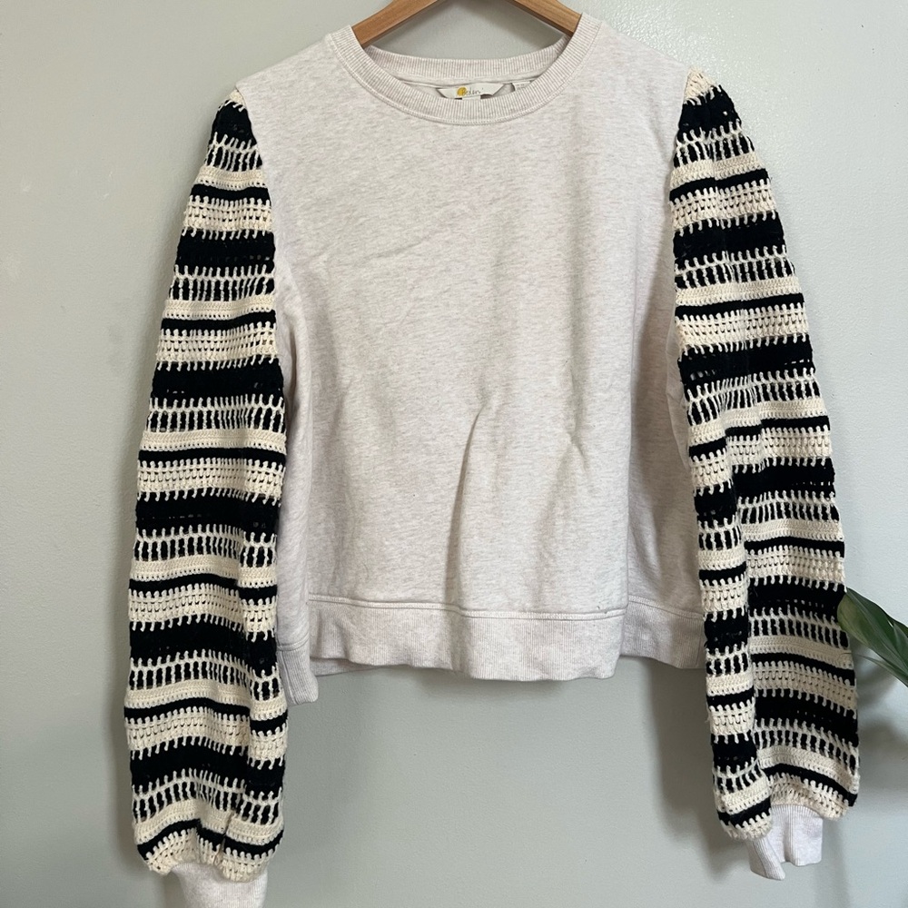 Boden Sweatshirt with Crochet Sleeves